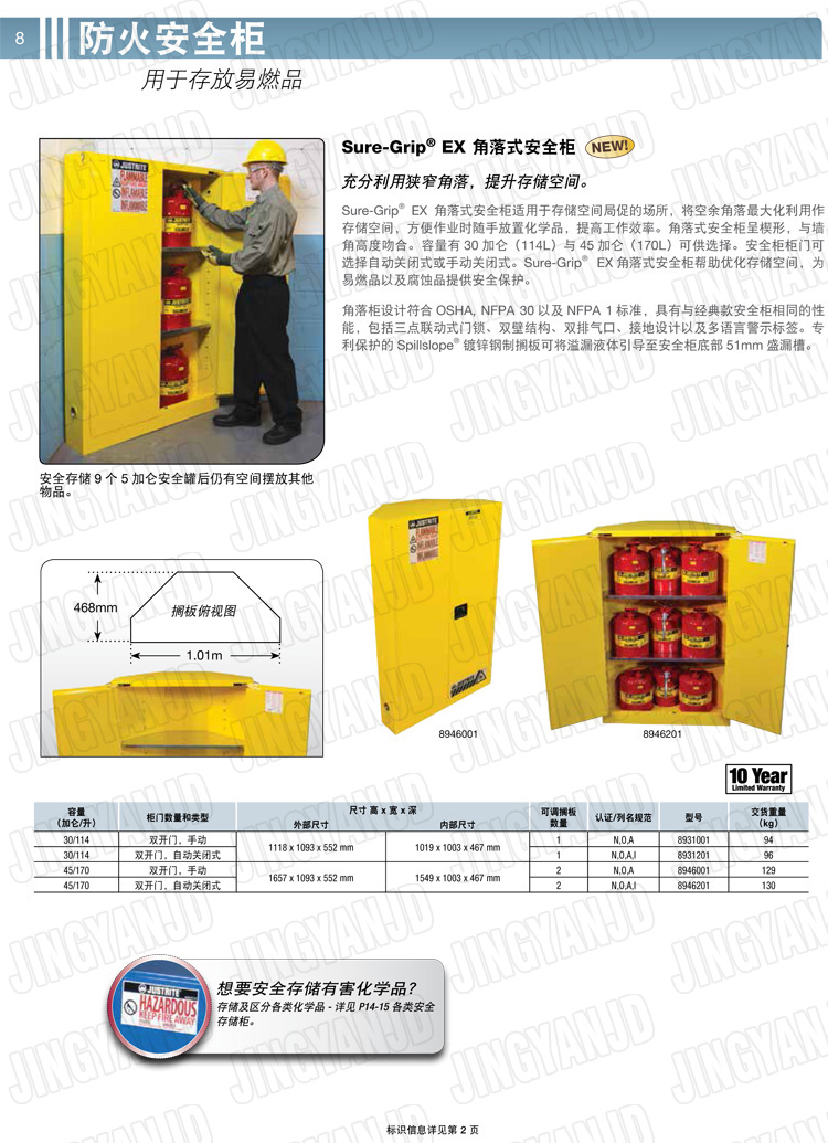 美國杰斯瑞特，防火安全柜，justrite防火柜，justrite安全柜，防爆柜justrite