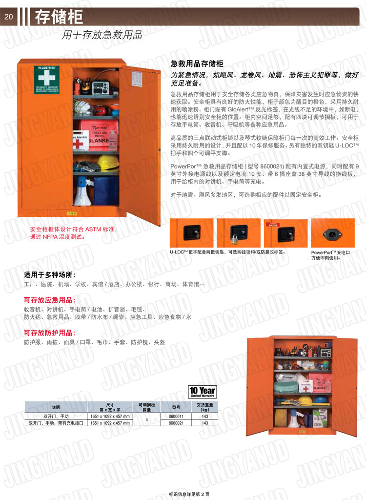 美國(guó)杰斯瑞特，防火安全柜，JUSTRITE防火柜，justrite安全柜，防爆柜justrite,8600021,8600011,急救用品存儲(chǔ)柜