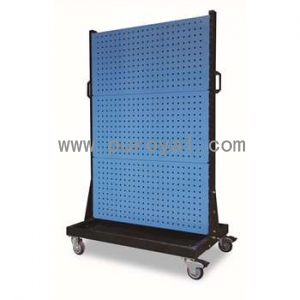 移動型雙面物料整理架960×610×1560mm(6方孔)，KM-2360